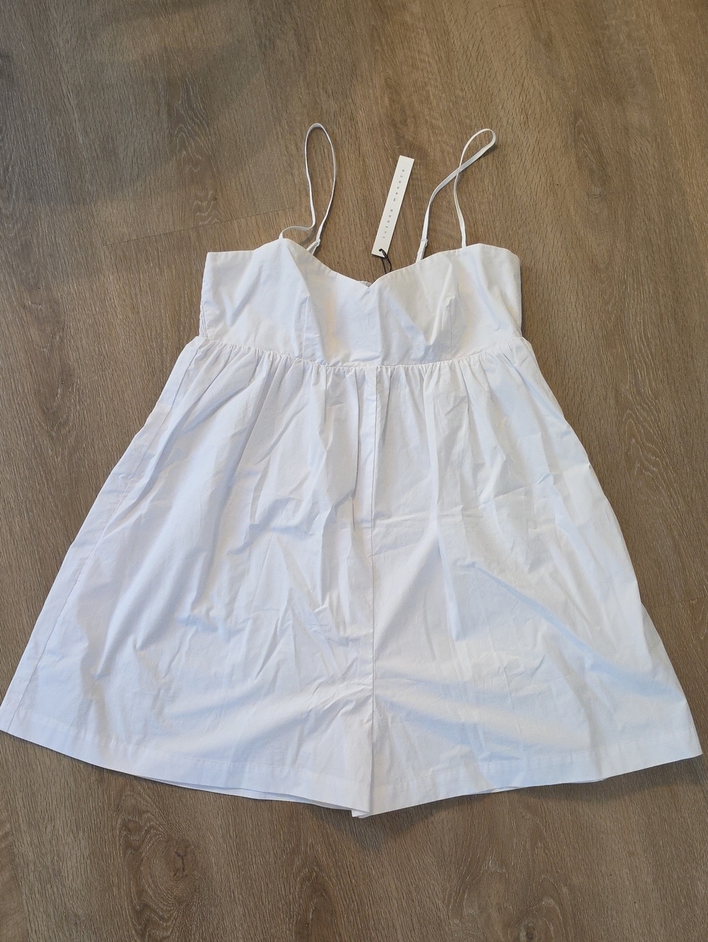 NWT Susana Monaco White Spaghetti Strap Cotton Romper With Pockets Medium